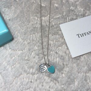 Tiffany & Co. Silver and Blue Heart Pendant Necklace